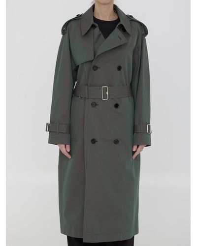Burberry Cotton Long Trench Coat - Gray
