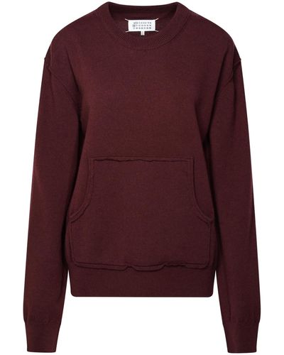 Maison Margiela Burgundy Cashmere Blend Sweater - Red