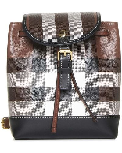 Burberry Check Canvas Micro Backpack - Gray