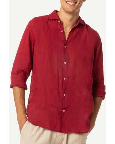 Mc2 Saint Barth Burgundy Linen Pamplona Shirt - Red