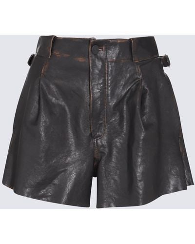The Mannei Leather Sakib Shorts - Black