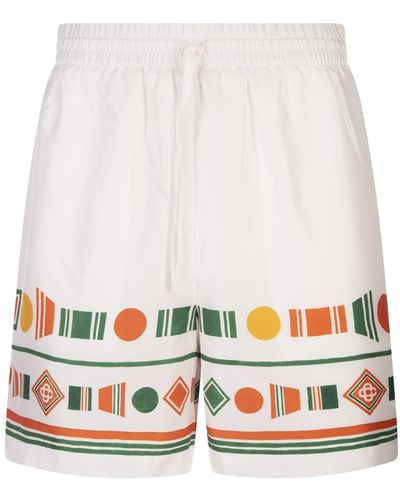 Casablancabrand Playful Eagle Silk Shorts - White