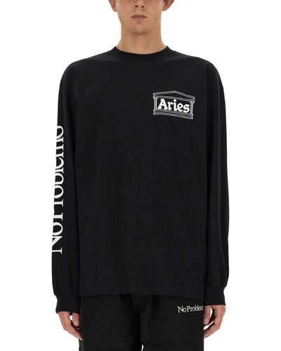 Aries Sweatshirt With Logo Print - Black