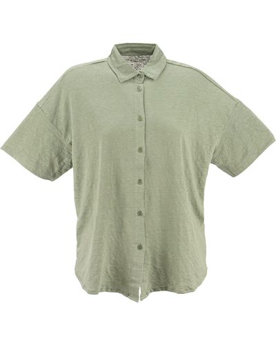 Majestic Filatures Oversized Shirt With Short Sleeves - Green