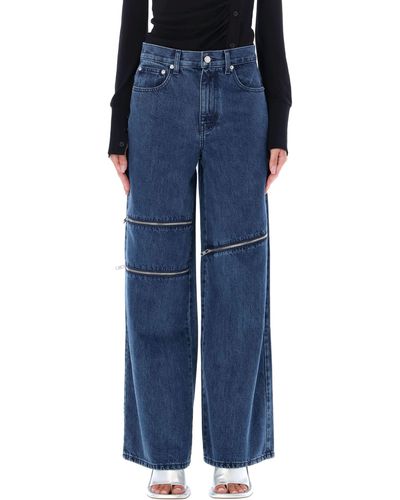 Helmut Lang Flare Jeans With Zip Details - Blue