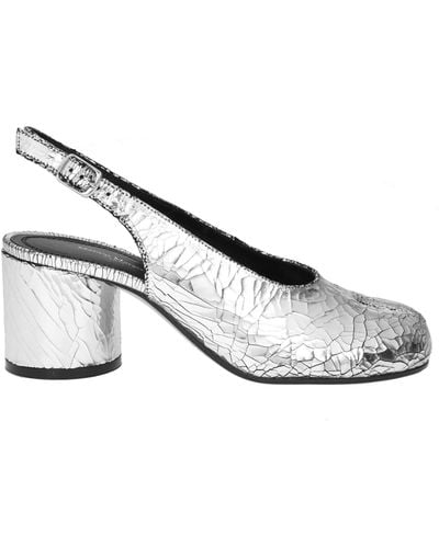 Maison Margiela Court Shoes Slingback In Silver Leather - Metallic