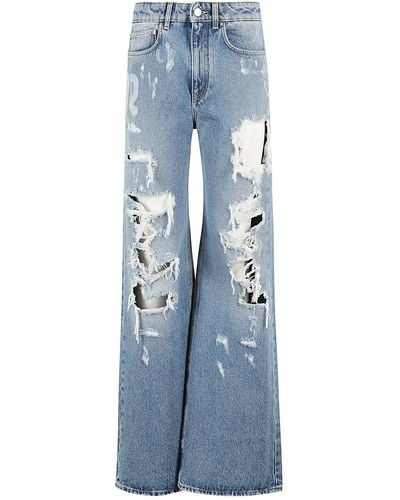 Rabanne Distressed Straight Jeans - Blue