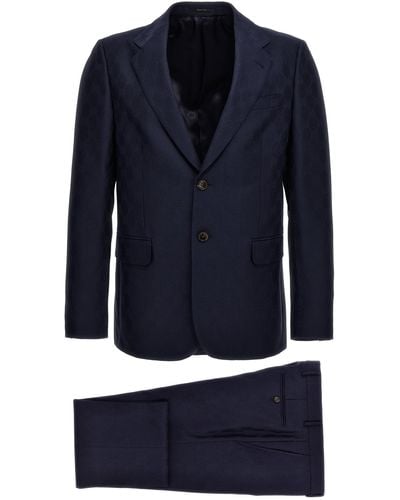Gucci Wool Suit Gg - Blue