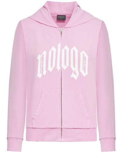 Balenciaga Small Zip-Up Hoodie No Logo Stretch Jersey Peeling - Pink