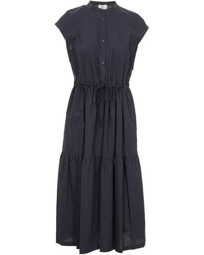 Woolrich Button Detailed Drawstring-waist Ruched Dress - Blue