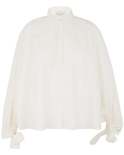 MARIO DICE Cotton Silk Shirt With Plastron - White