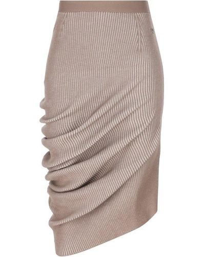 Fendi Asymmetric Draped Ribbed Skirt - White