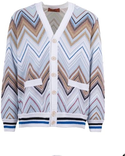 Missoni Zigzag Detailed Buttoned Cardigan - Blue