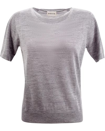 P.A.R.O.S.H. Linfa Short-Sleeve Fine-Knit Top - Gray