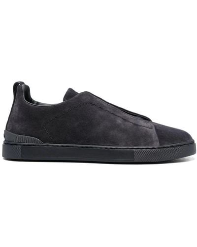 ZEGNA Triple Stitch Low Top Sneakers Shoes - Blue