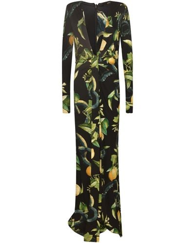 Roberto Cavalli Long-Length Printed Dress - Green