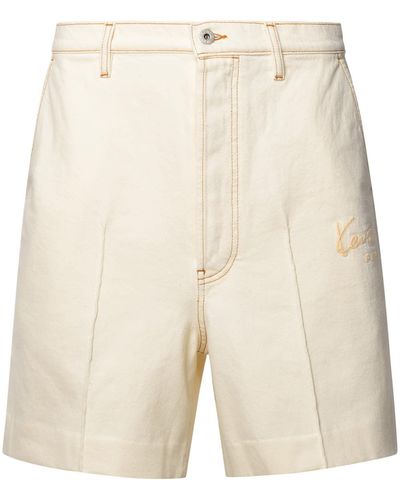 KENZO Cotton Blend Bermuda Shorts - Natural