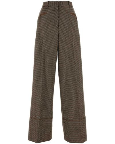 Bally Embroidered Stretch Wool Blend Wide-Leg Pant - Multicolor
