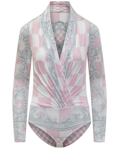 Versace Bodysuit With Medusa Print - Gray