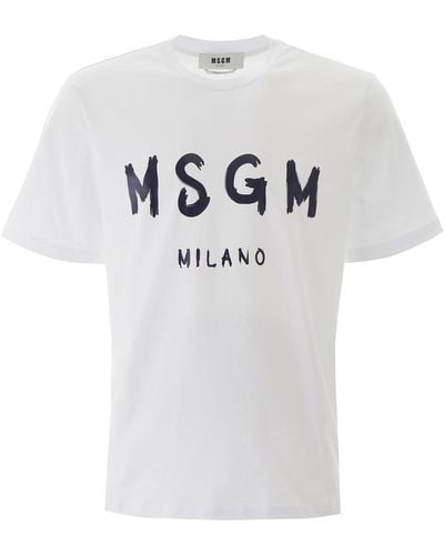 MSGM Paint Brushed Logo T-shirt - White