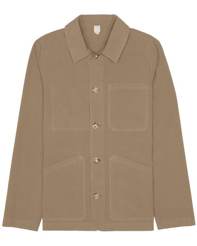 Altea Sand Cotton Jacket With Buttons - Natural