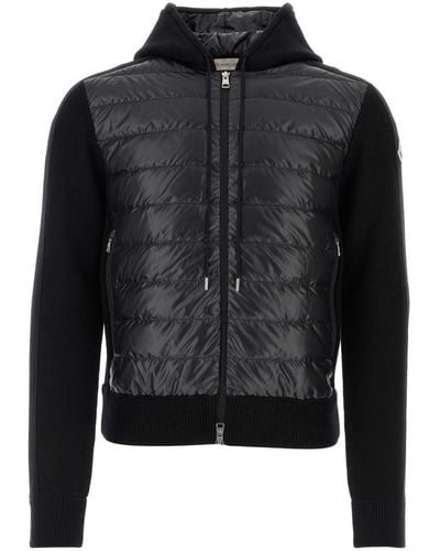 Moncler Wool And Polyester Cardigan - Black