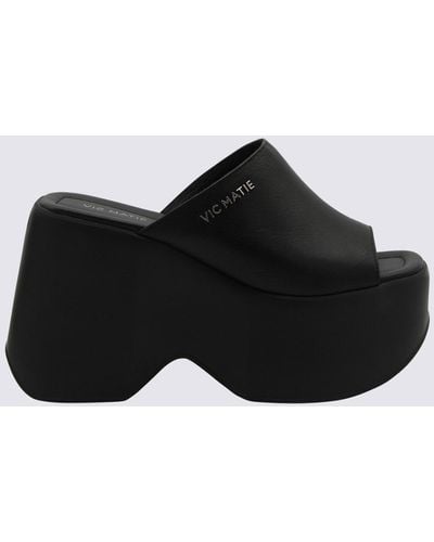Vic Matié Leather Sandals - Black