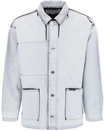 Closed Reversible Jacket In Screen Printed Denim - Grey