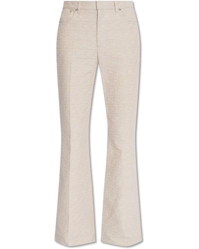Fendi Allover Monogrammed Flared Trousers - White