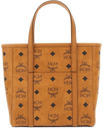 MCM Mini Shopper Bag With Logo - Brown