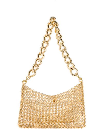 Silvia Gnecchi Amata Bag With Woven Metallic Mesh Design In Gold-tone Brass