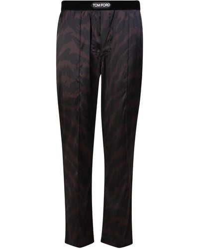 Tom Ford Patterned Silk Pyjama Trousers - Blue