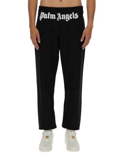 Palm Angels Jogging Trousers With Logo - Black