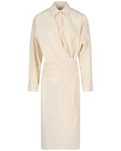 Lemaire 'officer Collar Twisted' Dress - Natural