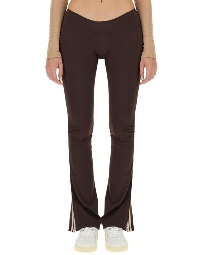 Palm Angels Flared Leggings With Sweetheart Waist - Brown