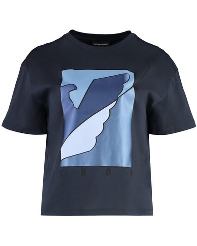Emporio Armani Printed Cotton T-Shirt - Blue