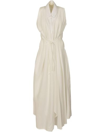 Marc Le Bihan Belted Waist Sleeveless Dress - White
