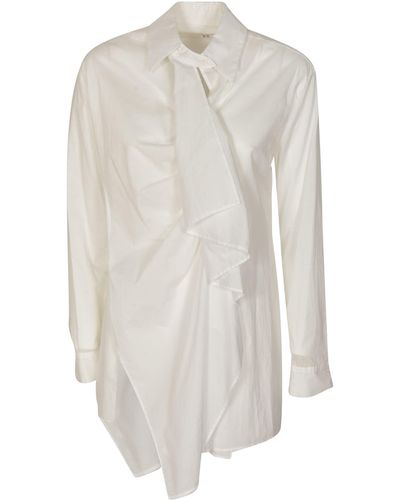Yohji Yamamoto Ruffle Detail Asymmetric Shirt - White