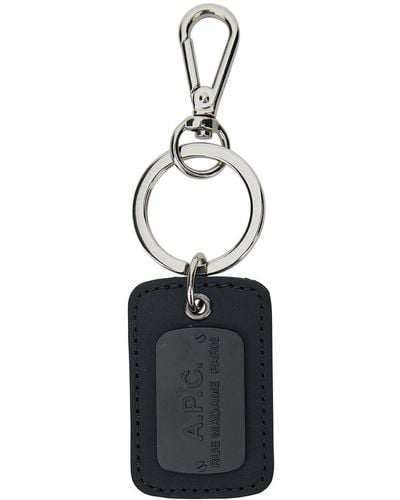 A.P.C. Black Key Ring With Engraved Logo In Nylon - Blue