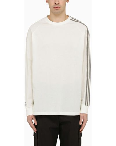 Y-3 Crew-Neck Long Sleeves T-Shirt With Logo - White