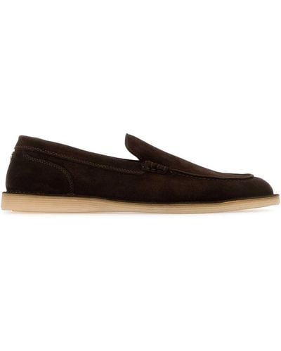 Dolce & Gabbana Chocolate Suede New Florio Loafers - White