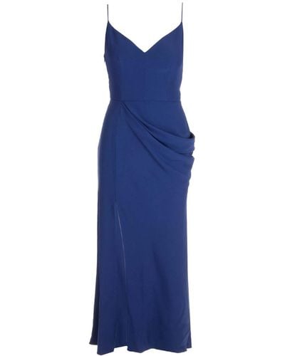 Alexander McQueen Crepe Long Dress - Blue