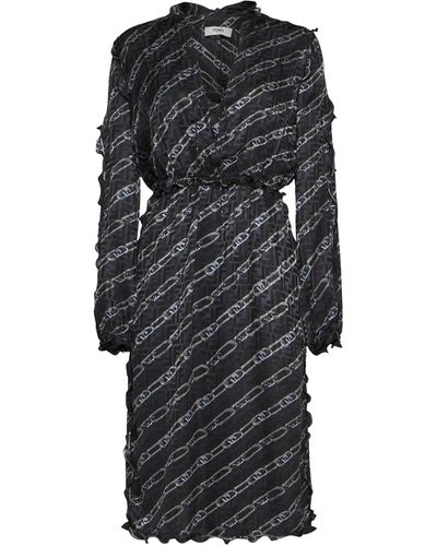 Fendi Printed Silk Midi Dress - Black
