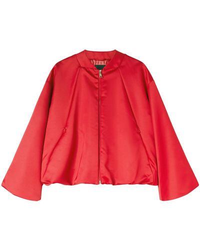 Add Satin Jacket With Zip - Red