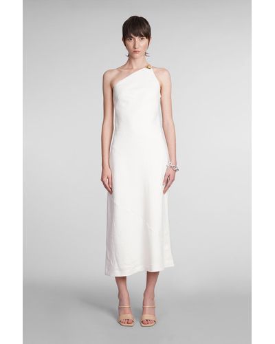 Cult Gaia Rinley Dress In Beige Linen - White