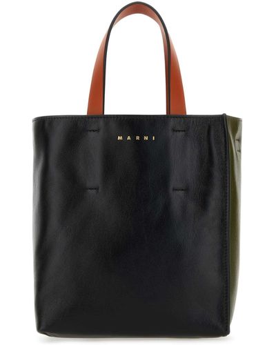 Marni Two-tone Leather Handbag - Black