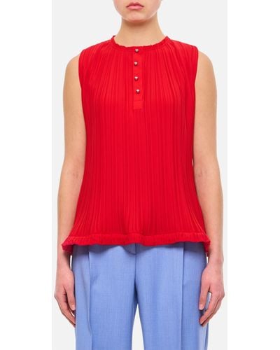 Lanvin Sleeveless Pleated Top - Red