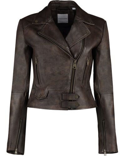 Pinko Sensibile Leather Biker Jacket - Black