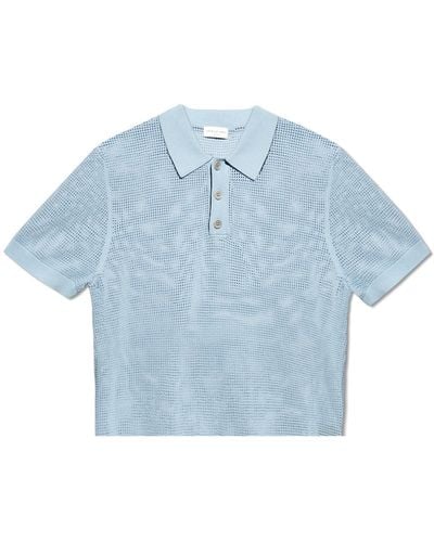 Dries Van Noten Perforated Polo Shirt - Blue
