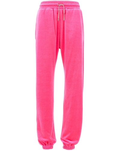 Alexandre Vauthier Jewel Drawstring Velvet Sweatpants Pants - Pink